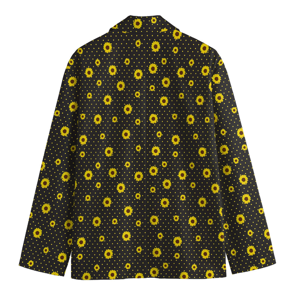 Polka Dot Sunflower Pattern Print Men's Blazer