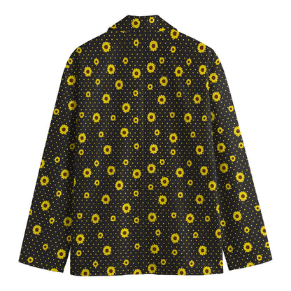 Polka Dot Sunflower Pattern Print Men's Blazer