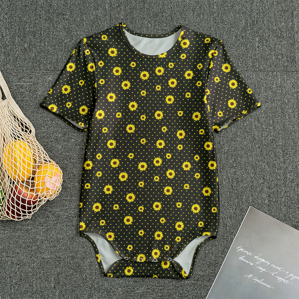 Polka Dot Sunflower Pattern Print Men's Bodysuit