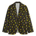 Polka Dot Sunflower Pattern Print Men's Cotton Blazer