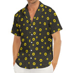 Polka Dot Sunflower Pattern Print Men's Deep V-Neck Shirt