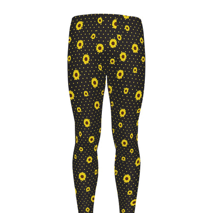 Polka Dot Sunflower Pattern Print Men's leggings