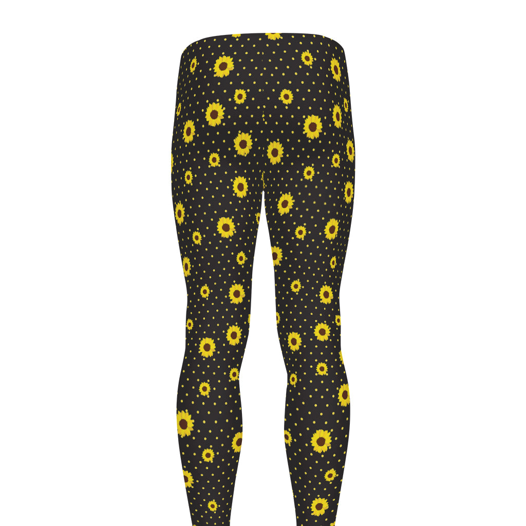 Polka Dot Sunflower Pattern Print Men's leggings
