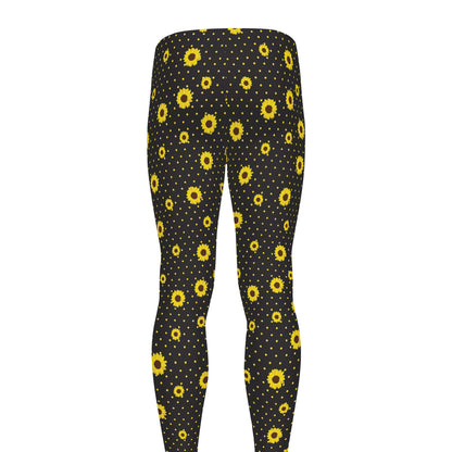 Polka Dot Sunflower Pattern Print Men's leggings