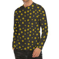 Polka Dot Sunflower Pattern Print Men's Long Sleeve Rash Guard