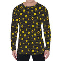 Polka Dot Sunflower Pattern Print Men's Long Sleeve T-Shirt