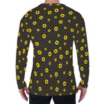 Polka Dot Sunflower Pattern Print Men's Long Sleeve T-Shirt