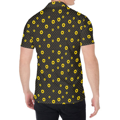Polka Dot Sunflower Pattern Print Men's Shirt