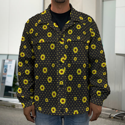 Polka Dot Sunflower Pattern Print Men's Shirt Jacket