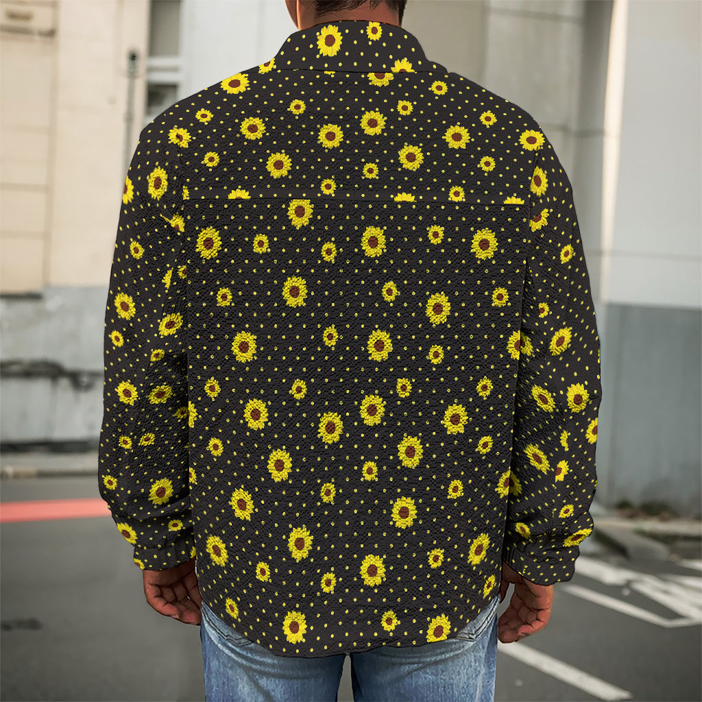 Polka Dot Sunflower Pattern Print Men's Shirt Jacket