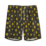 Polka Dot Sunflower Pattern Print Men's Sports Shorts
