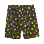 Polka Dot Sunflower Pattern Print Men's Sports Shorts