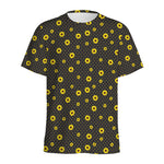 Polka Dot Sunflower Pattern Print Men's Sports T-Shirt