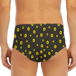 Polka Dot Sunflower Pattern Print Men's Triangle Swim Briefs
