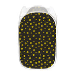 Polka Dot Sunflower Pattern Print Mesh Laundry Hamper