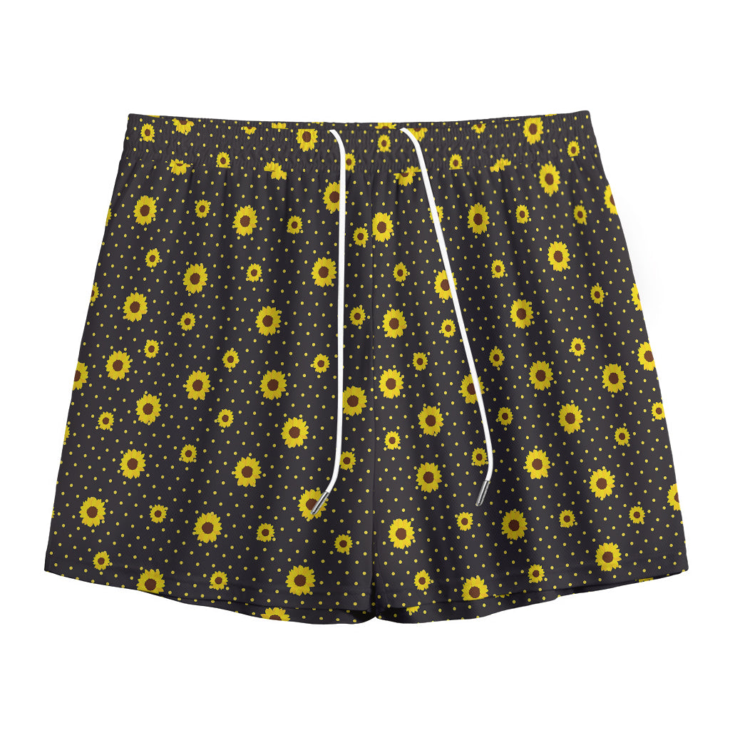 Polka Dot Sunflower Pattern Print Mesh Shorts