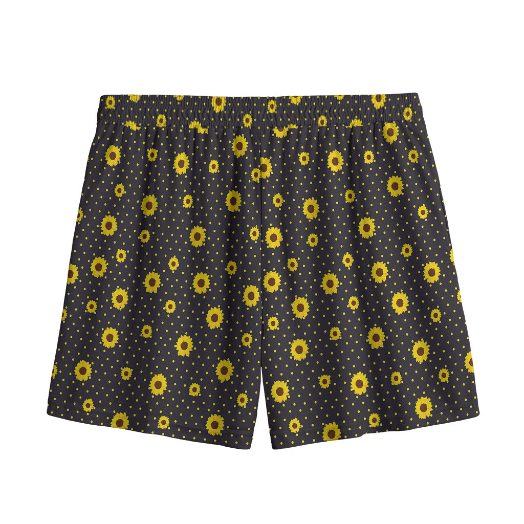 Polka Dot Sunflower Pattern Print Mesh Shorts