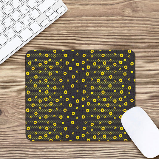 Polka Dot Sunflower Pattern Print Mouse Pad