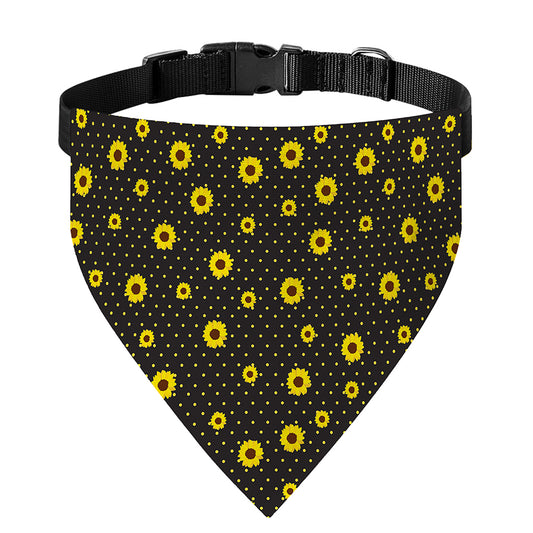 Polka Dot Sunflower Pattern Print Over The Collar Dog Bandana