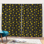 Polka Dot Sunflower Pattern Print Pencil Pleat Curtains
