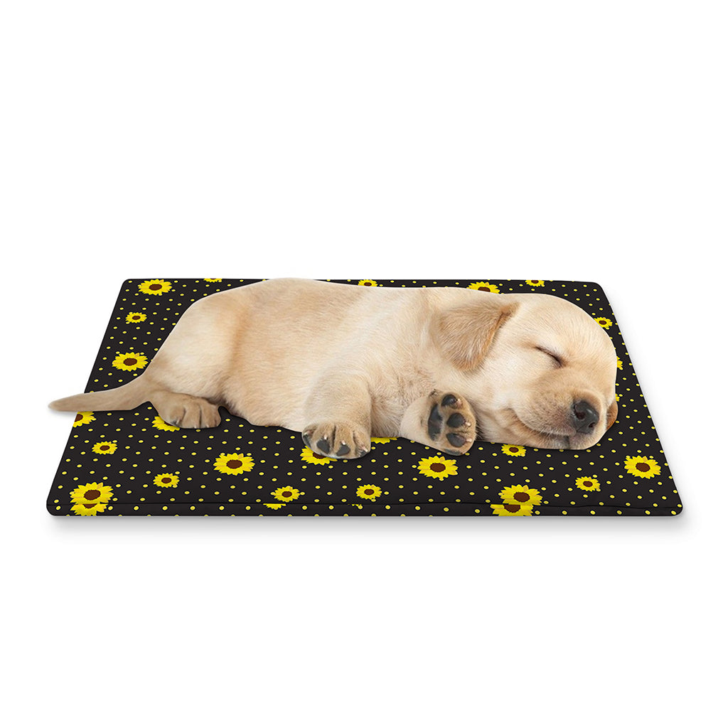 Polka Dot Sunflower Pattern Print Pet Cooling Mat Cover
