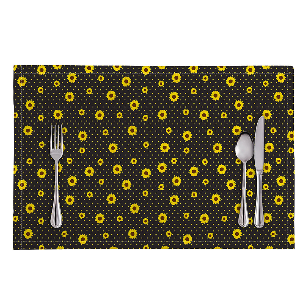 Polka Dot Sunflower Pattern Print Placemat