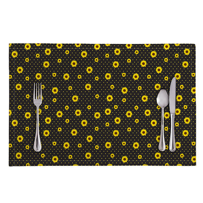 Polka Dot Sunflower Pattern Print Placemat