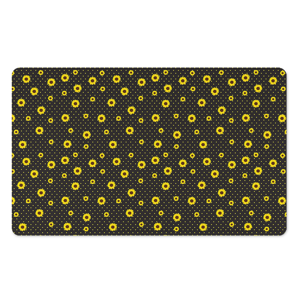 Polka Dot Sunflower Pattern Print Polyester Doormat