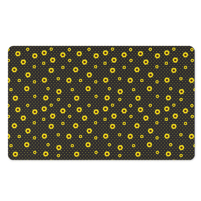 Polka Dot Sunflower Pattern Print Polyester Doormat