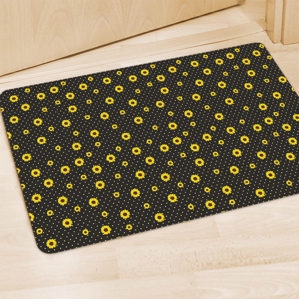 Polka Dot Sunflower Pattern Print Polyester Doormat