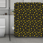 Polka Dot Sunflower Pattern Print Polyester Shower Curtain