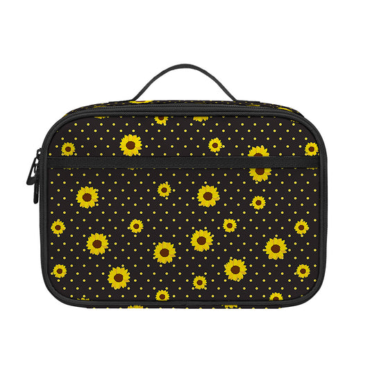 Polka Dot Sunflower Pattern Print Portable Lunch Bag