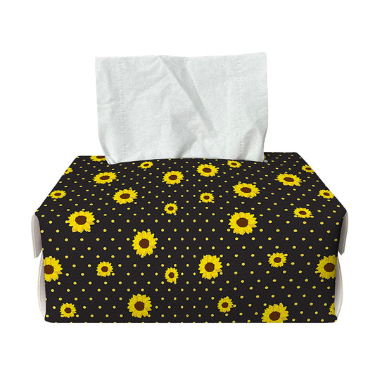 Polka Dot Sunflower Pattern Print Rectangle Tissue Box Cover