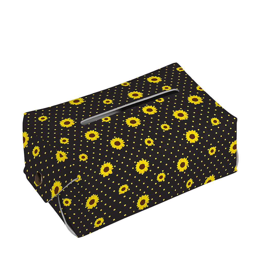 Polka Dot Sunflower Pattern Print Rectangle Tissue Box Cover