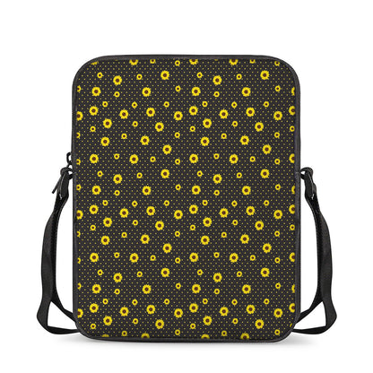 Polka Dot Sunflower Pattern Print Rectangular Crossbody Bag