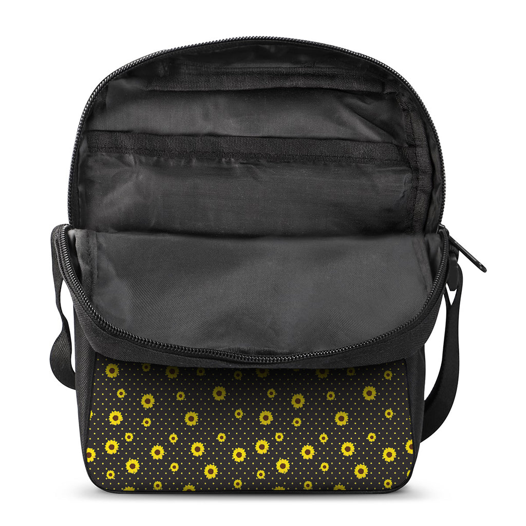 Polka Dot Sunflower Pattern Print Rectangular Crossbody Bag