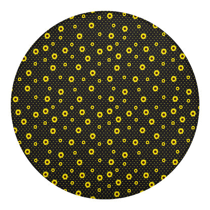 Polka Dot Sunflower Pattern Print Round Blanket