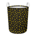 Polka Dot Sunflower Pattern Print Round Laundry Basket
