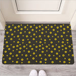 Polka Dot Sunflower Pattern Print Rubber Doormat
