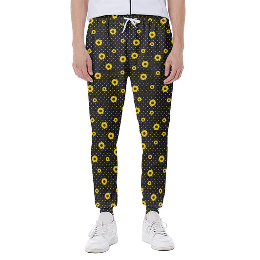 Polka Dot Sunflower Pattern Print Scuba Joggers