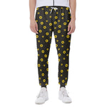 Polka Dot Sunflower Pattern Print Scuba Joggers