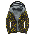Polka Dot Sunflower Pattern Print Sherpa Lined Zip Up Hoodie