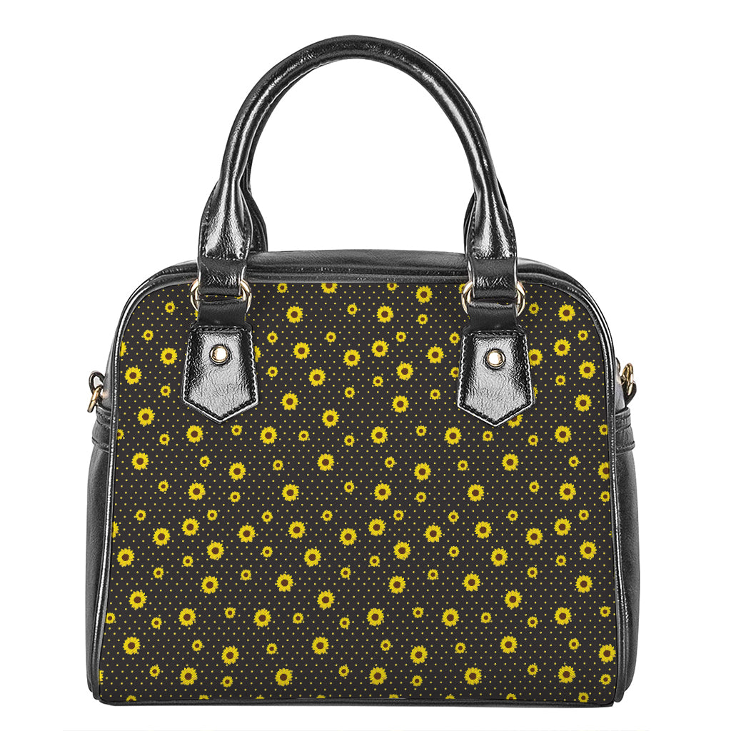 Polka Dot Sunflower Pattern Print Shoulder Handbag