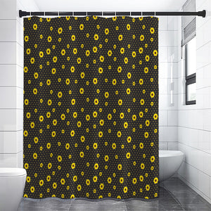 Polka Dot Sunflower Pattern Print Shower Curtain