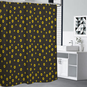 Polka Dot Sunflower Pattern Print Shower Curtain