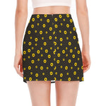 Polka Dot Sunflower Pattern Print Side Slit Mini Skirt