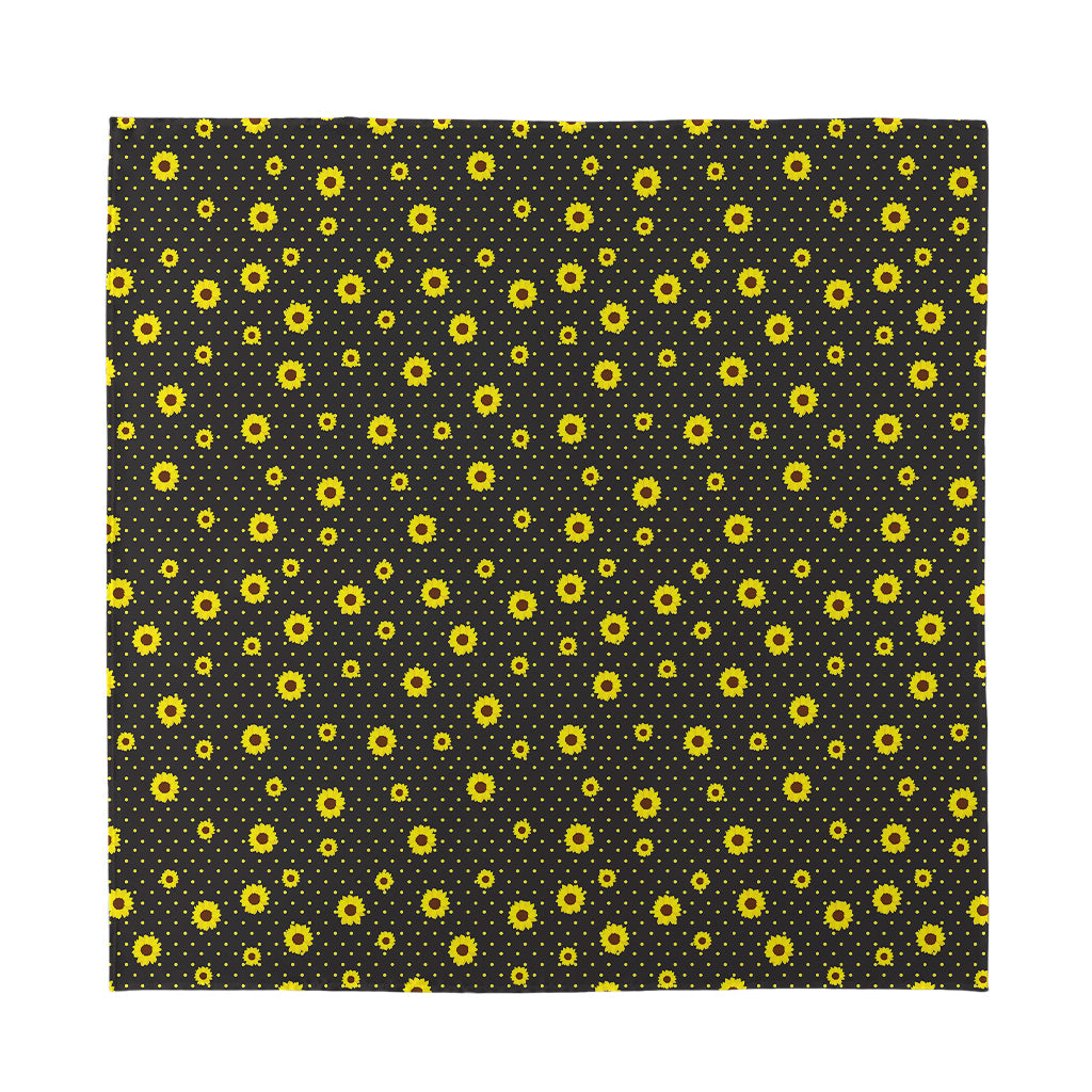 Polka Dot Sunflower Pattern Print Silk Bandana