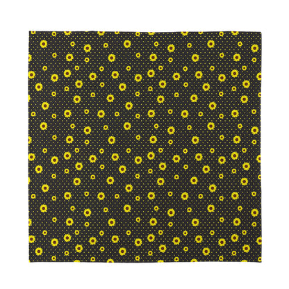 Polka Dot Sunflower Pattern Print Silk Bandana