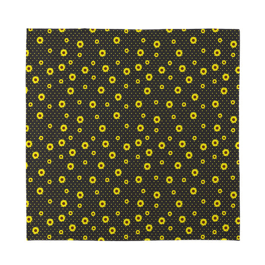 Polka Dot Sunflower Pattern Print Silk Bandana