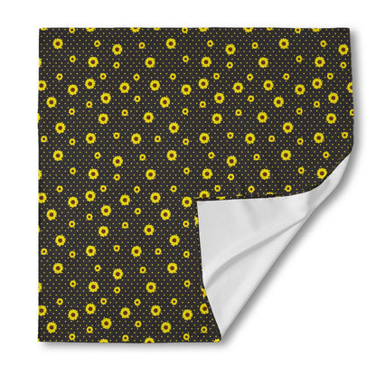 Polka Dot Sunflower Pattern Print Silk Bandana